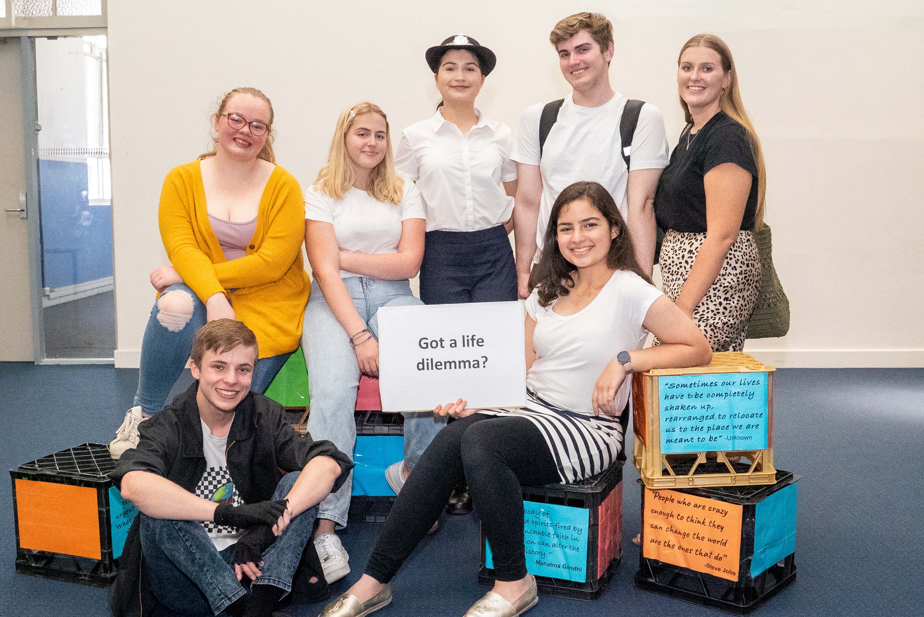 The cast of Sydney Catholic Schools' production of 'Revolution Society'.