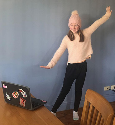 St Patrick’s Catholic Primary School Sutherland student Gemma rehearsing for Wakakirri at home Year 5 St Patrick's Catholic Primary School Sutherland student Gemma rehearsing for Wakakirri at home.