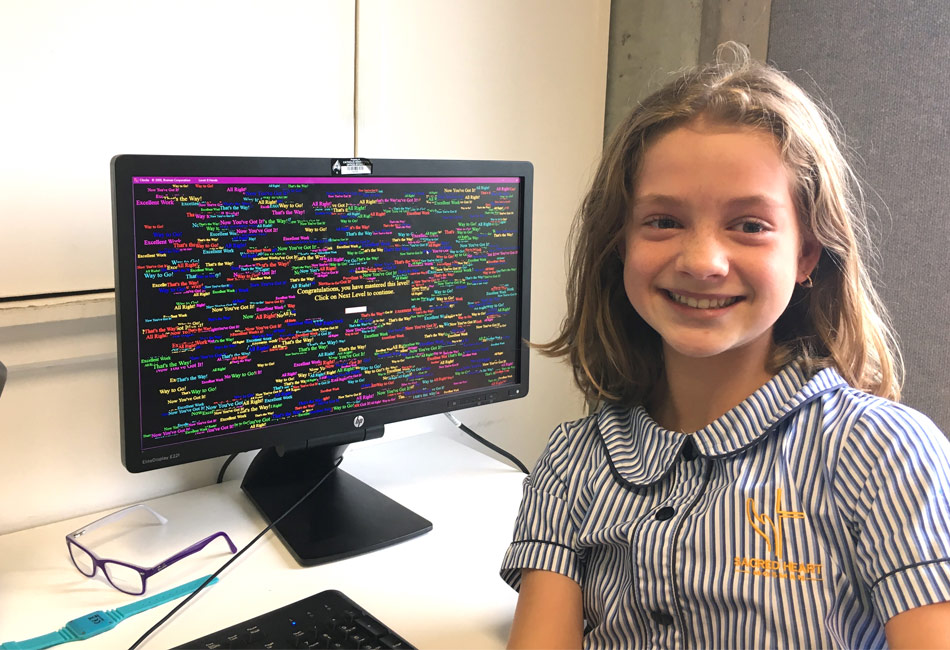 ‘Like magic,, I was getting B’s and A’s in maths’ Amelie Kovse proudly smiling after she mastered a cognitive exercise as part of the Arrowsmith Program at Sydney Catholic Schools