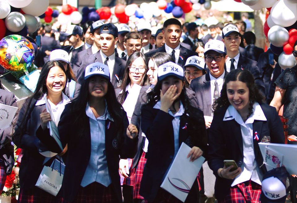 Freeman Catholic College Bonnyrigg Heights students celebrate the end of Year 12