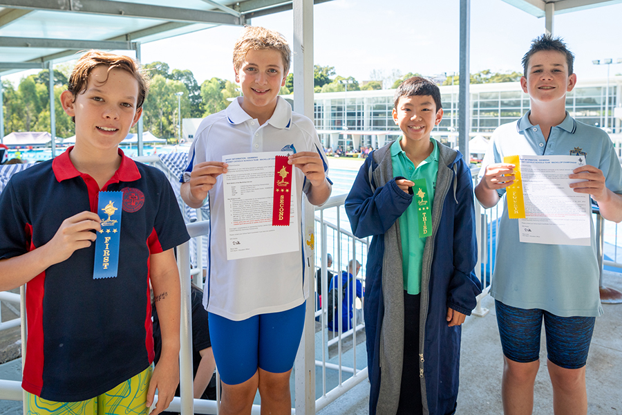 Ribbon winners from SCS’ 2021 Archdiocesan Swimming Carnival