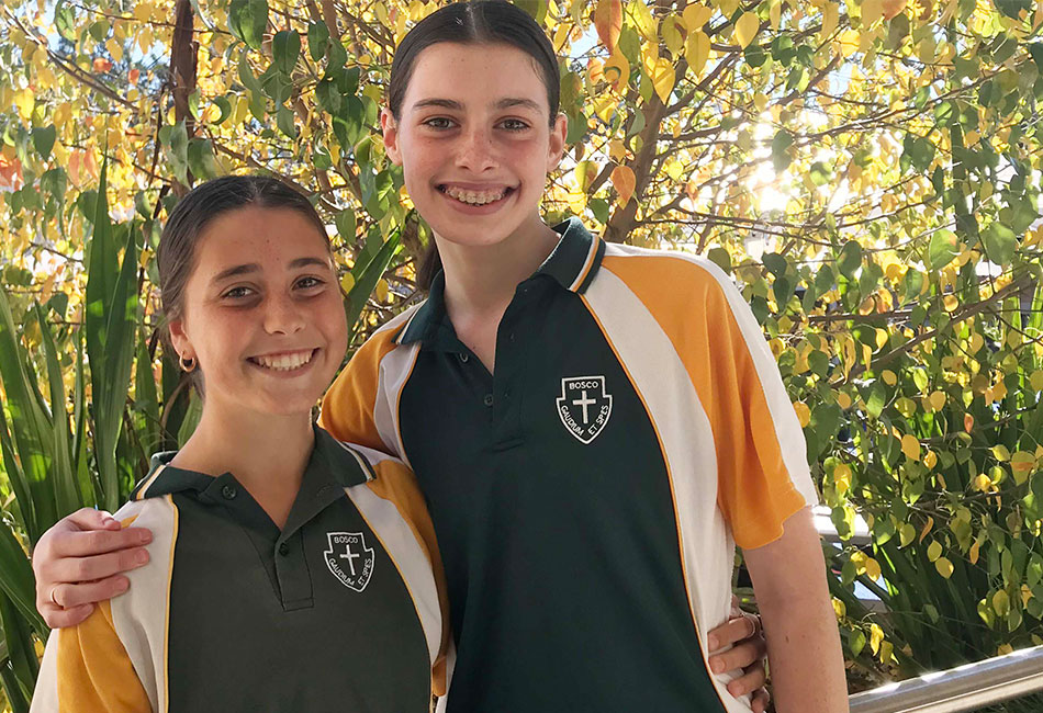 John Bosco Engadine students Ella and Georgia attend the Evangelisation day 2021.