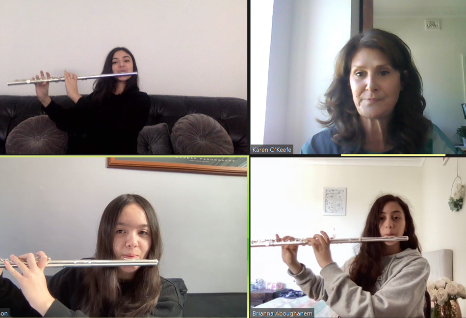 Music education alive in lockdown Holy Spirit Catholic College Lakemba holds an Amadeus Music Program lesson via Zoom