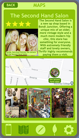 User interface of Thriftr app