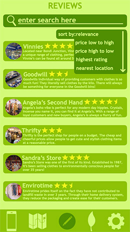 User interface of Thriftr app