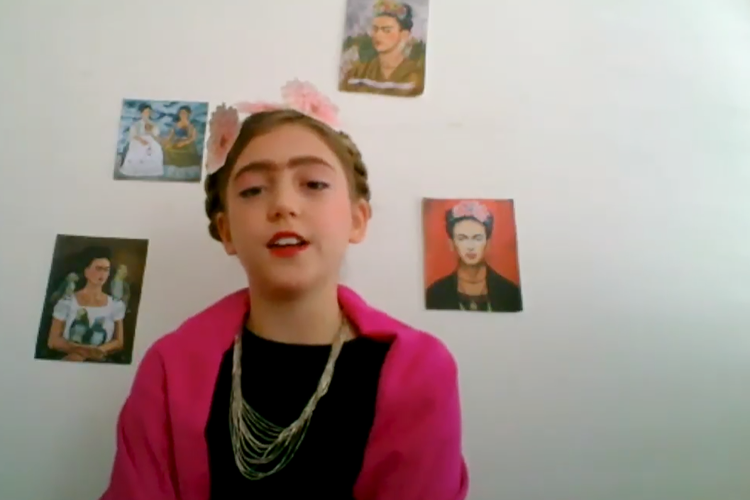 A St Agnes student plays Freida Kahlo in her group’s submission to the Tournament of the Minds 2021 Arts Challenge. A St Agnes student plays Freida Kahlo in her group's submission to the Tournament of the Minds 2021 Arts Challenge.
