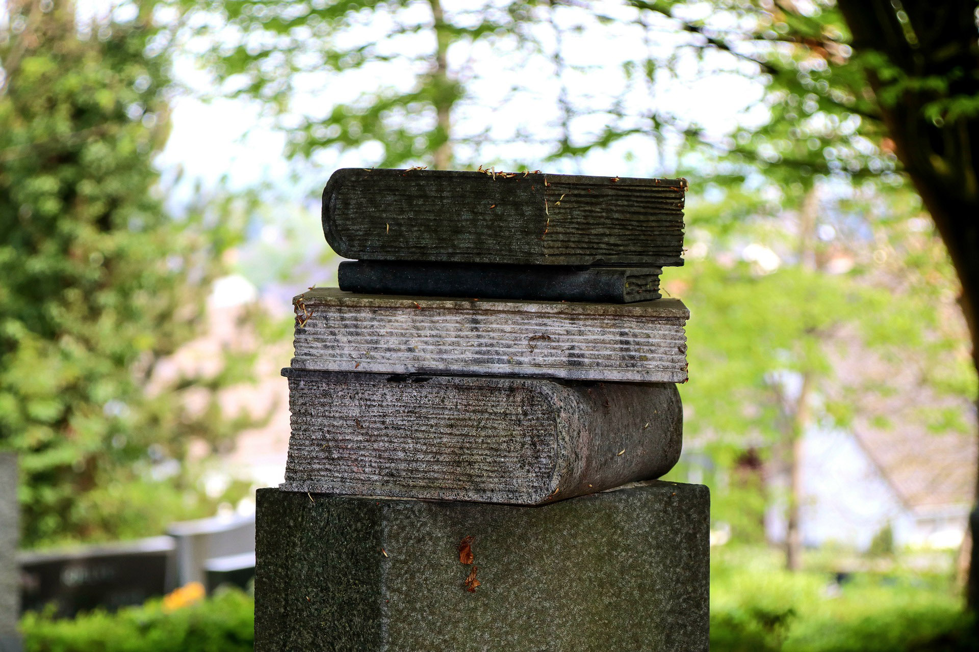 Books on a tombstone. The critical thinking skills fostered by philosophy are prized today.