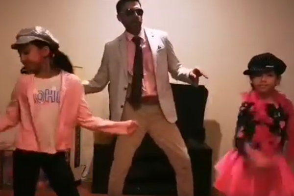 family dancing to stayin alive