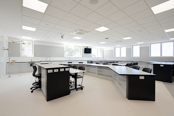 St Patrick's College Sutherland's new Alpha Crucis building includes a physics laboratory with lecture-theatre style seating.