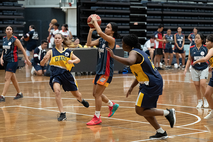 Inter-school sports competition 2022 Basketball action on day one of the Sydney Catholic Schools inter-school sports competition