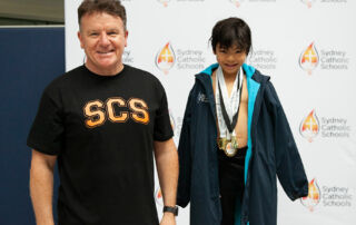 Sydney Catholic Schools Executive Director Tony Farley and Hudson Wan