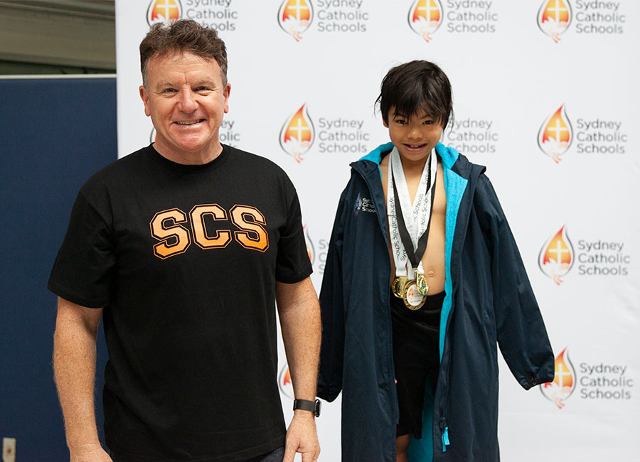 Sydney Catholic Schools Executive Director Tony Farley and Hudson Wan
