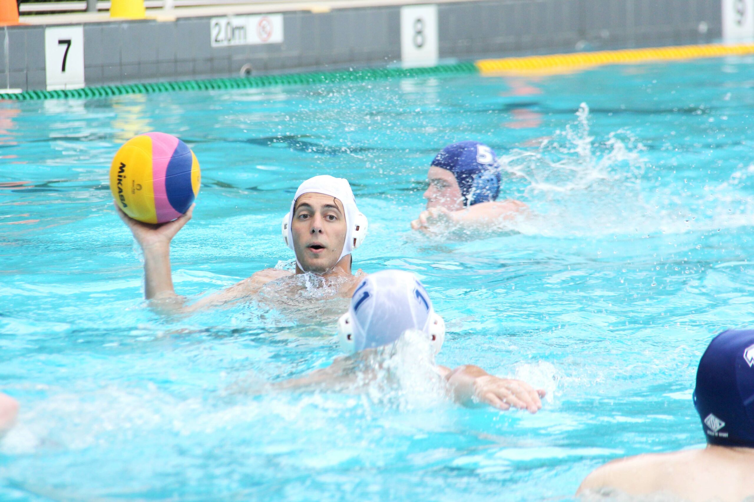 Students take to the pool for Sydney Catholic Schools' inaugural inter-school water polo match.