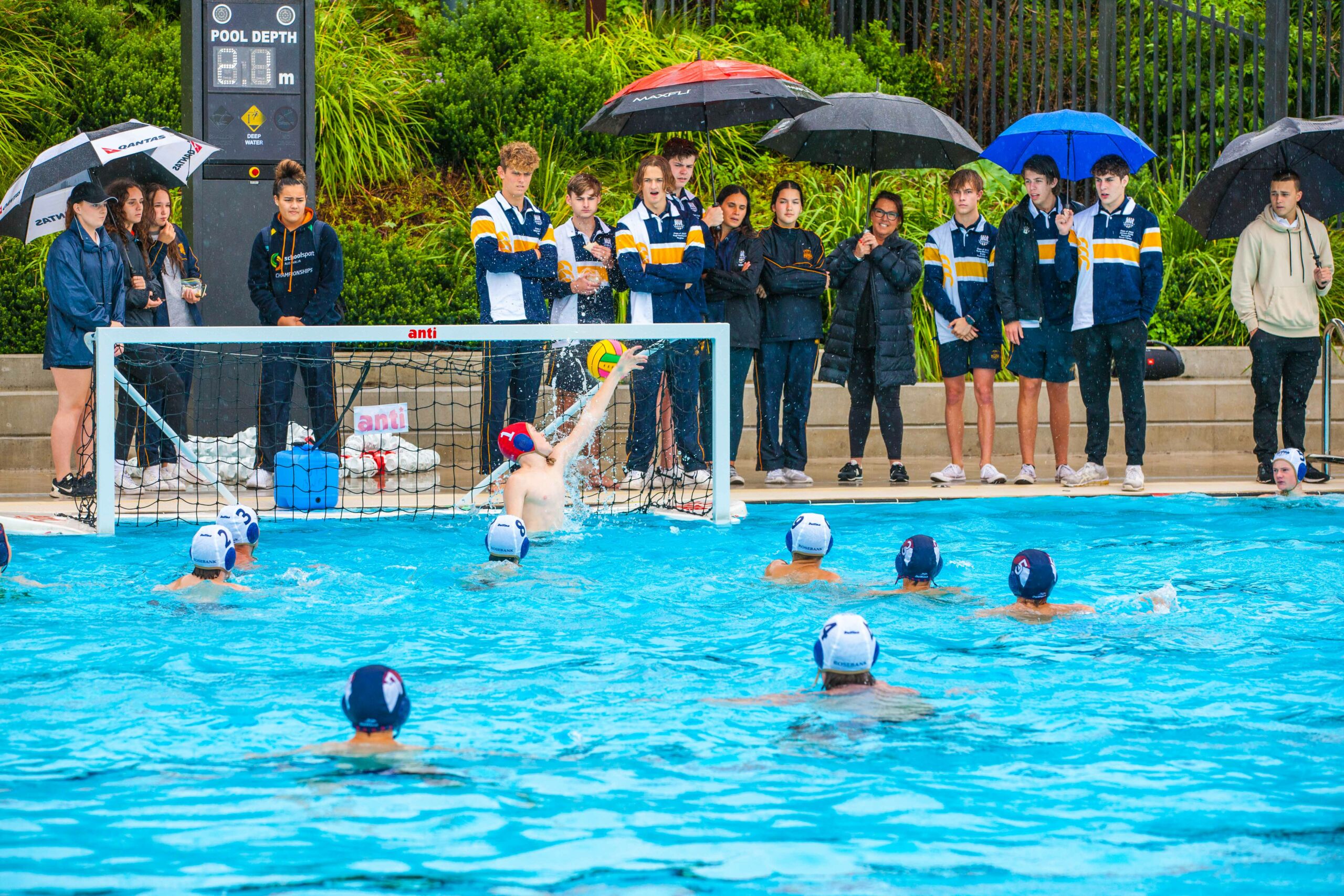 Pool action in Sydney Catholic Schools' 2022 Water Polo Championships
