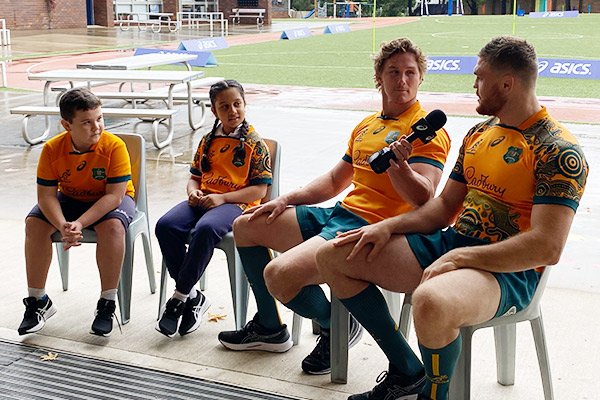 St John's Auburn Students Interview Wallabies Captain Michael Hooper and Lachlan Swinton