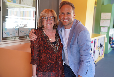 TODAY presenter Tim Davies with his former Kindergarten teacher, St Frances de Sales' Bernadette Hardwick.