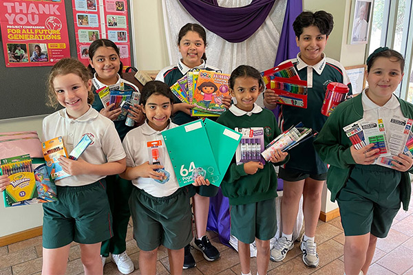 Tonga_main_sml Tongan Appeal 2022, students from Good Shepherd North Ryde pose with their community donations