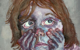 A section of Young Archie portrait, Feeling Blue, by Tatum O'Connor
