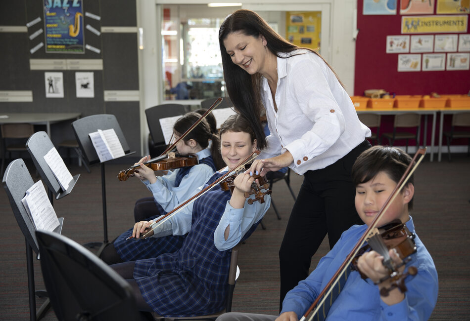 A classroom music lessons at St Joseph’s Catholic Primary School Moorebank