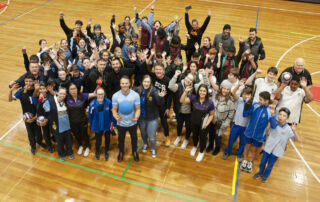 Sydney Catholic Schools' goalball athletes gathered at Whitlam Leisure Centre, Liverpool