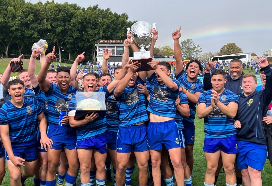 2022 Peter Mulholland Cup 2022 Peter Mulholland Cup (NSW/VIC/ACT) competition winners Patrician Brothers' College Fairfield celebrate their victory