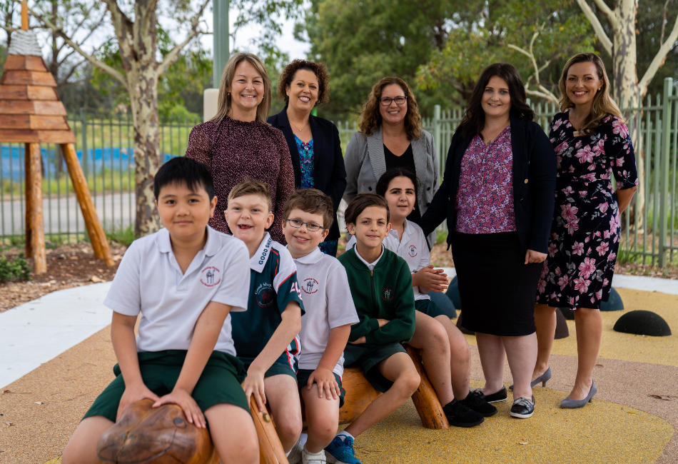 Good Shepherd Hoxton Park Sensory Playground Leonie Sewell principal and Melinda Dinale
