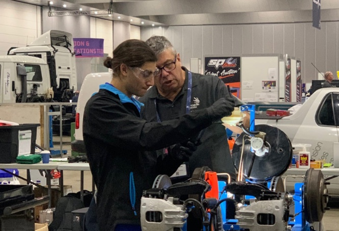 Charbel from St Joseph Trades Skills Centre competing in Automotive