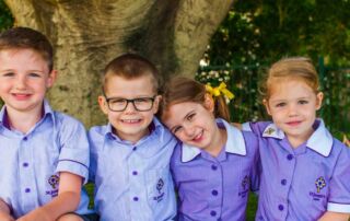 Kindergarten students on their first day of primary school.