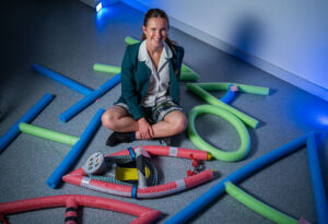 Ella Howard with the dry-rescue device she created for her HSC Design and Technology major project.