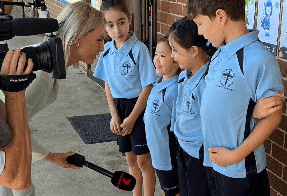 7News reporter Amy Clements speaks to St Kevin’s Eastwood students about what kindness means to them 7News reporter Amy Clements speaks to St Kevin's Eastwood students about what kindness means to them