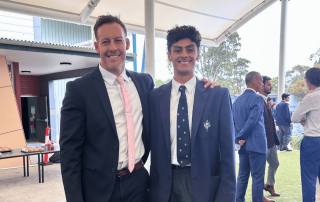 A photo of Hanna with PDHPE teacher Richard Kemp