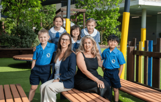 A photo of St Paul of the Cross Dulwich Hill students with Principal Brooke Watson and Assistant Principal Alexandra Mangraviti