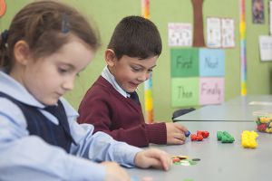 students learning at school