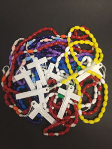 Rosary beads made by All Hallows Catholic Primary School Five Dock staff