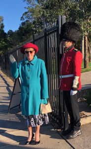 John the Baptist Catholic Primary School Bonnyrigg Heights assistant principal Anne Blake Assistant as the Queen with principal Tony Lo Cascio as the Queen's Guard