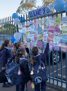Our Lady of Lourdes Catholic Primary School Earlwood students look for their Blanket of Love patch