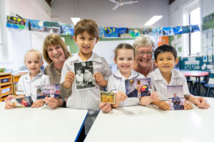From left, St James students Macy, Alexander and Ellianna with teachers Clare Ivens and Helen Thurgate.