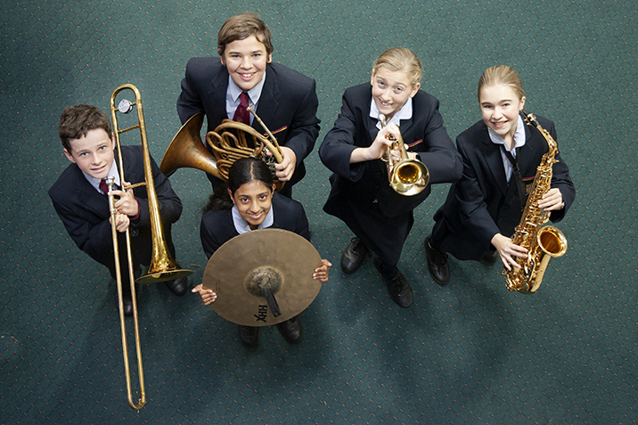 A Marist Catholic College student music ensemble from Marist Catholic College North Shore gets ready to perform at Sydney Catholic School's first eisteddfod.