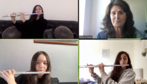 Holy Spirit Catholic College Lakemba students playing instruments during a Zoom lesson