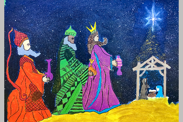 Luke C. Christmas Art Story 3 kings with gifts