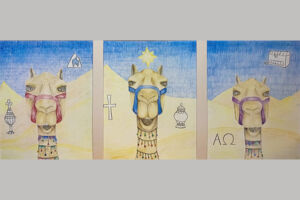 Peggy H. Christmas Art Story 3 camels