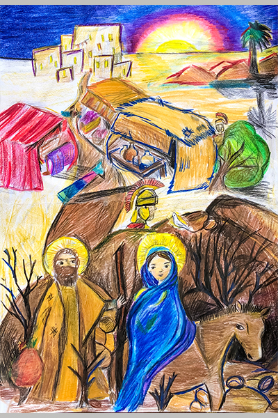 Samantha L. Christmas Art Story Holy family journey