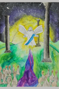 Albert R. Christmas Art Story Jesus appearing with wings