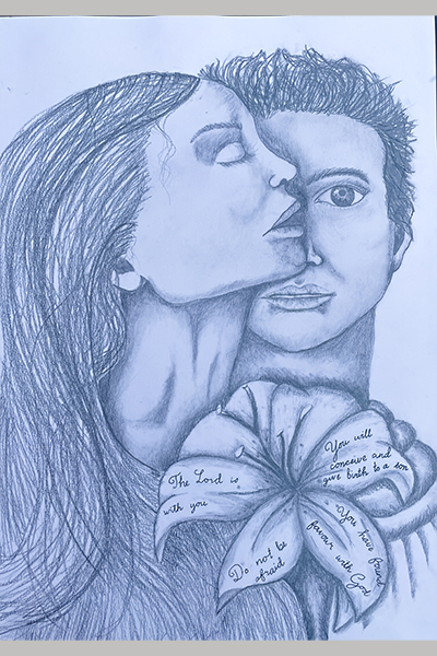Renae S. Christmas Art Story image of female and a male drawing