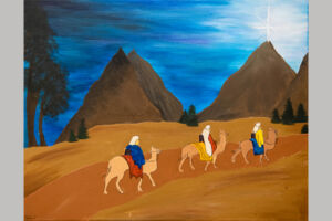 Talia V. Christmas Art Story three wise men on a camel