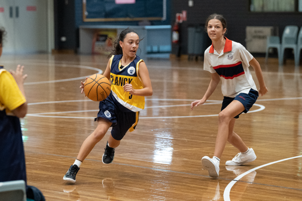 Basketball action at Sydney Catholic Schools' Thursday afternoon inter-school sports competition