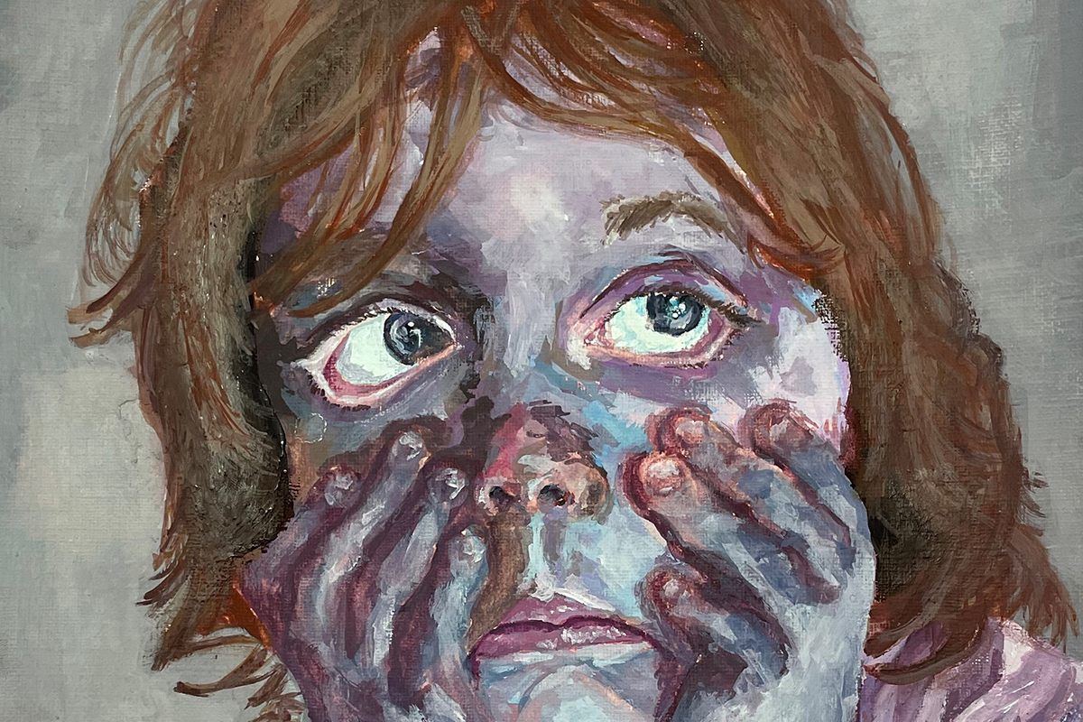 A section of Young Archie portrait, Feeling Blue, by Tatum O'Connor