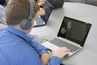 A student learns about the composer Mozart as part of Sydney Catholic Schools' Amadeus Music Education Program