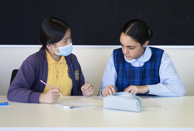 Sydney Catholic Schools students work on a maths problem together