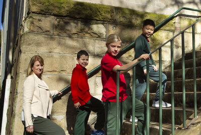 OLMC Waterloo students with Principal Margaret Holles